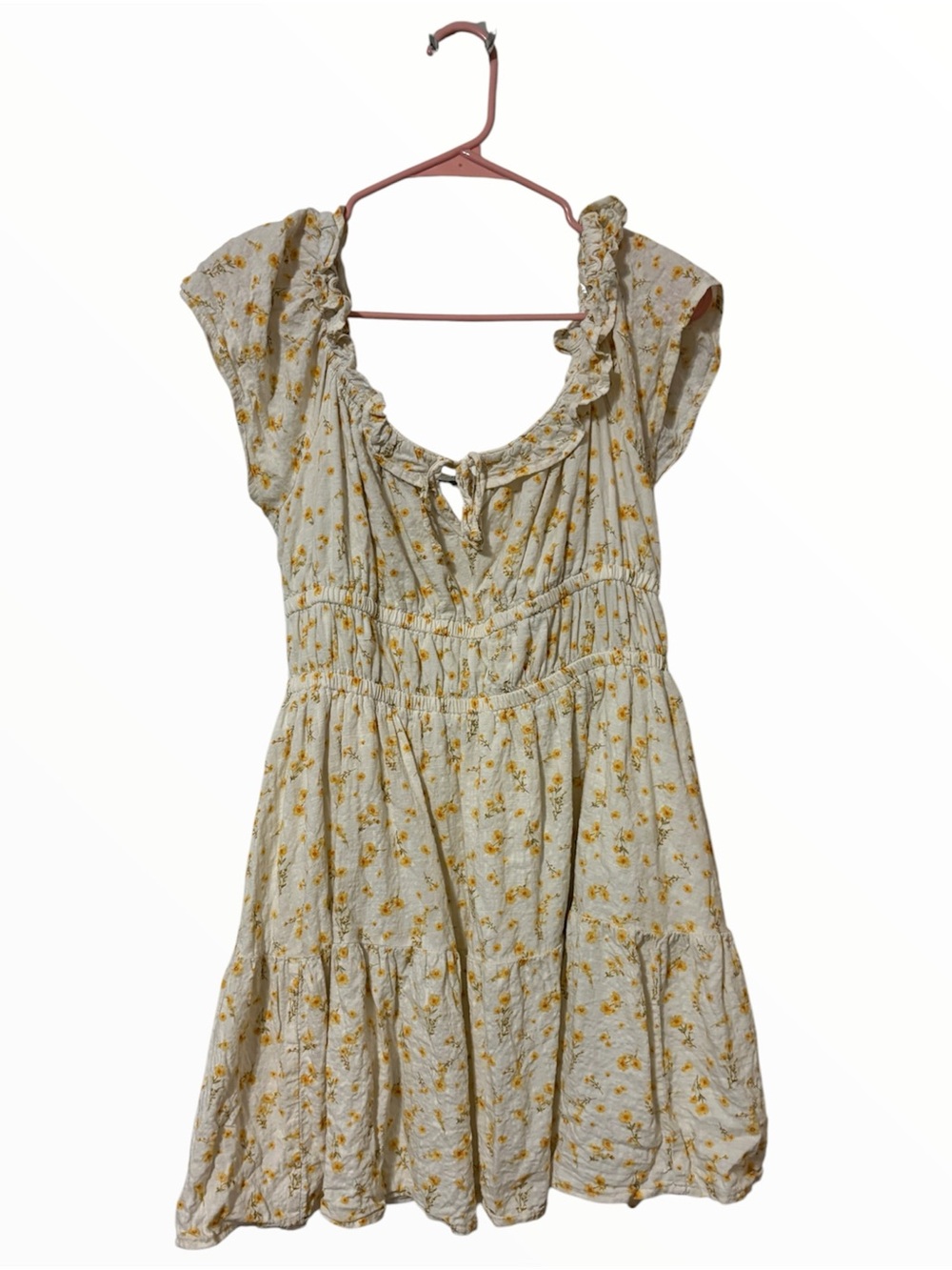 Arizona Jean Co Cream Dress with Yellow Floral Print